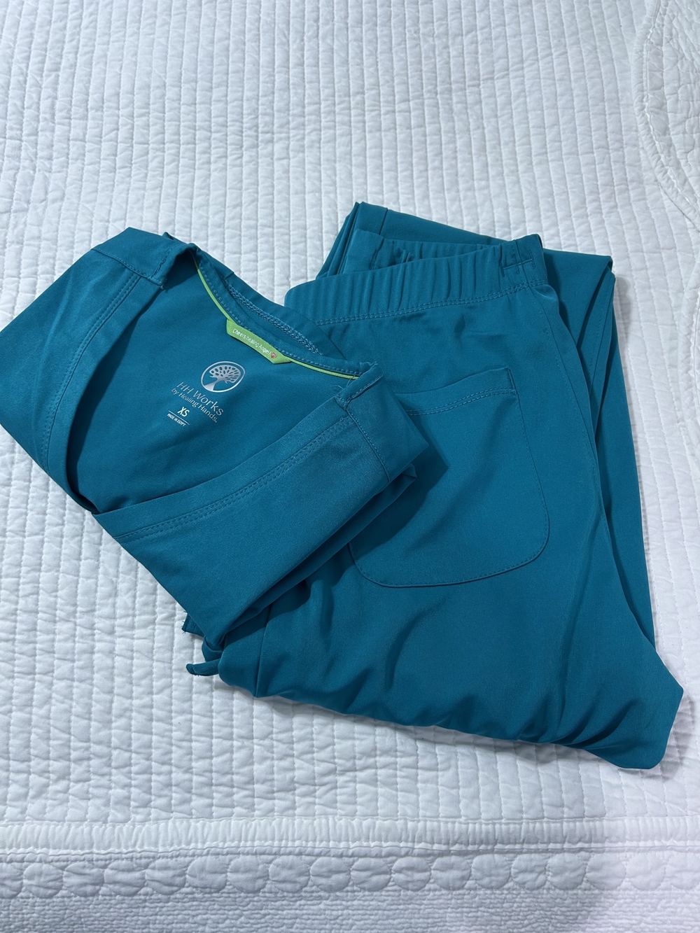 healing hands Teal Medical Scrub Top and Pants